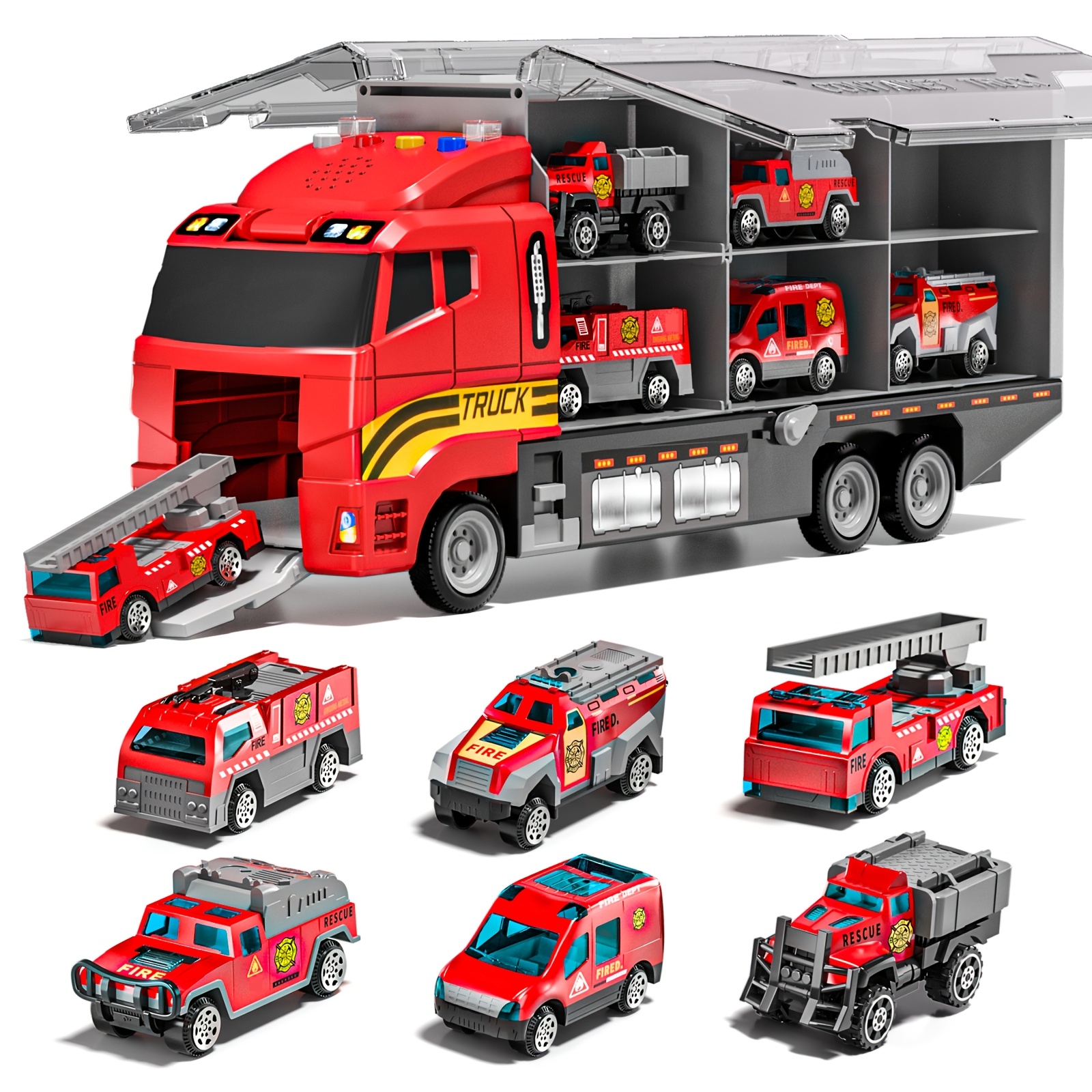 Image of Baby -in- Transport Truck Car Toy Set, Multi-functional Container Truck With Game-mat & Die-cast Vehicle, Gift For Aged 3+, Christmas Birthday Gift