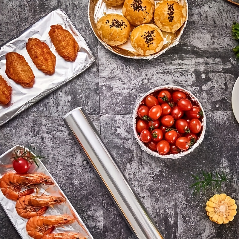 1 Pack Heavy Duty Aluminum Foil Roll - 30.48 cm Wide Food Grade Thick Kitchen Foil, Non-Stick & Waterproof Easy Tear (With Cutter Box) | for Food Storage, BBQ Prep, Graduation Party Decor, Summer Picnics | 65.66 Sq Ft, Disposable Food Storage
