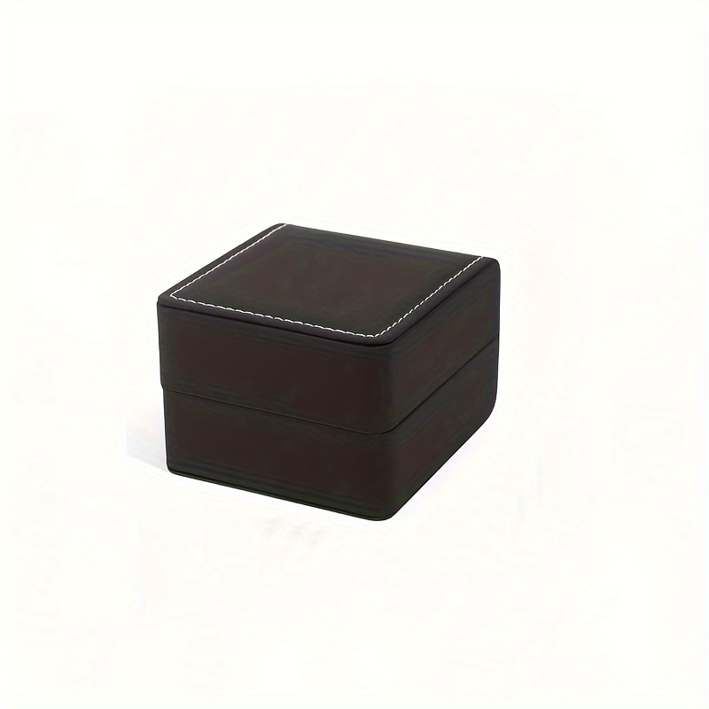 TEMU 1pc Black Pu Leather Watch And Jewelry Storage Box With Sponge, Suitable For Men And Women