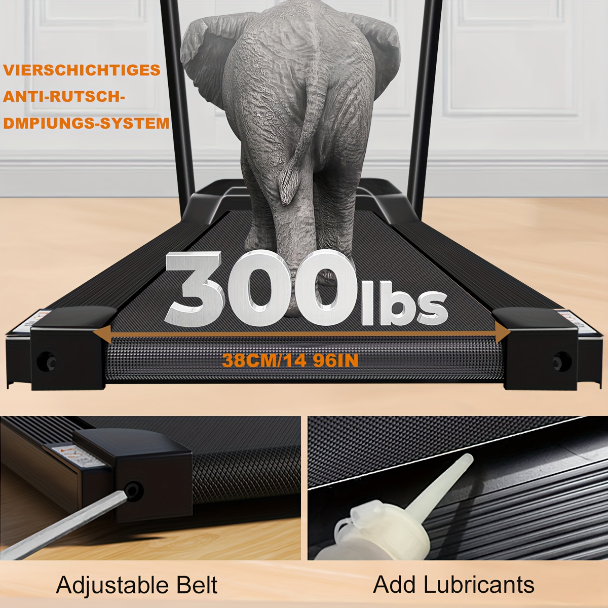 [Portable Walking Treadmill] Portable Walking Treadmill, 1pc, 300 Lb Capacity, Under Desk Treadmill Walking Pad With Handle Bar - Small Footprint, Household Treadmill, No Assembly Required