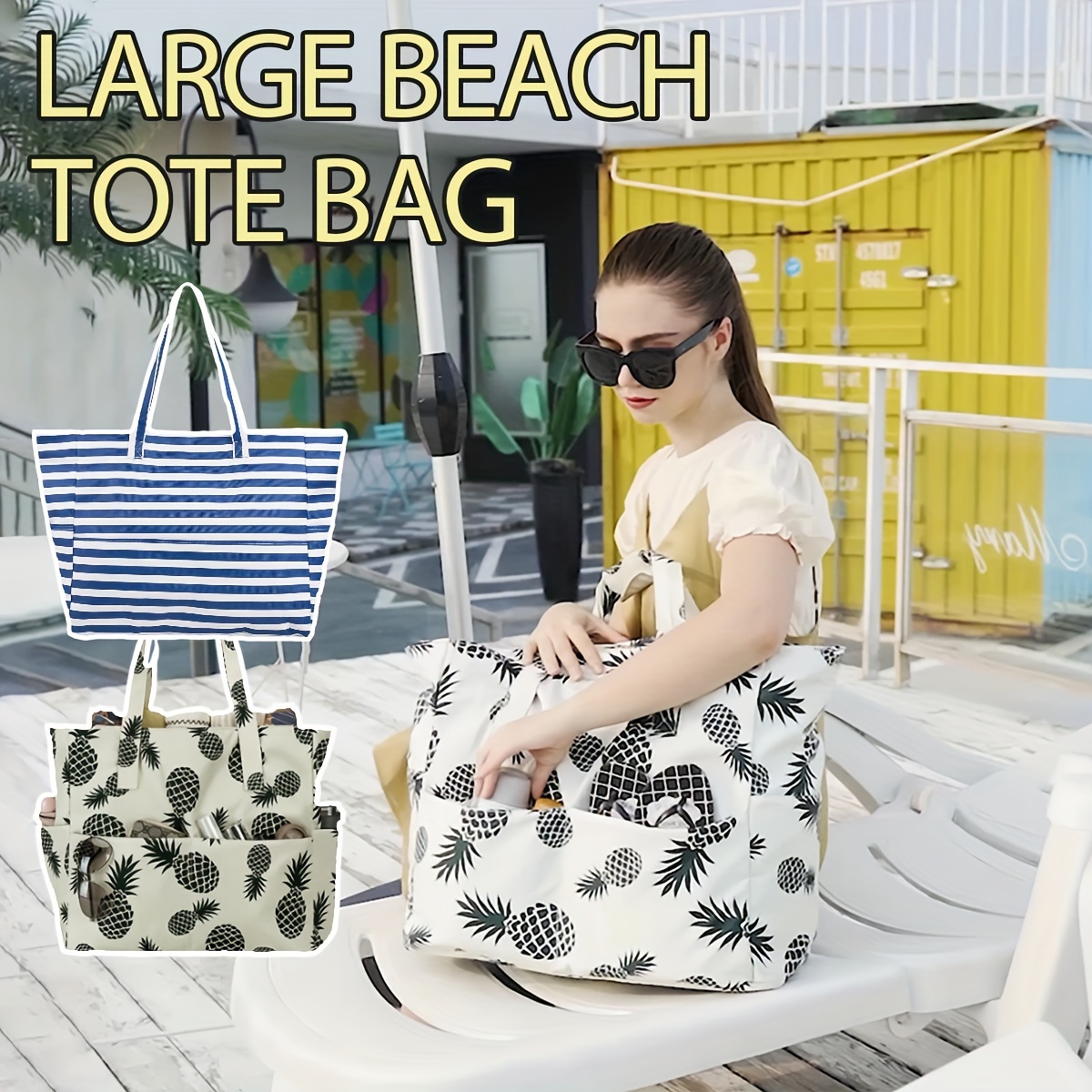 Beach Bag Women Large Travel Tote Bag with Cooler Set Waterproof Sandproof  Weekend Bag for Family, Pool, Picnic