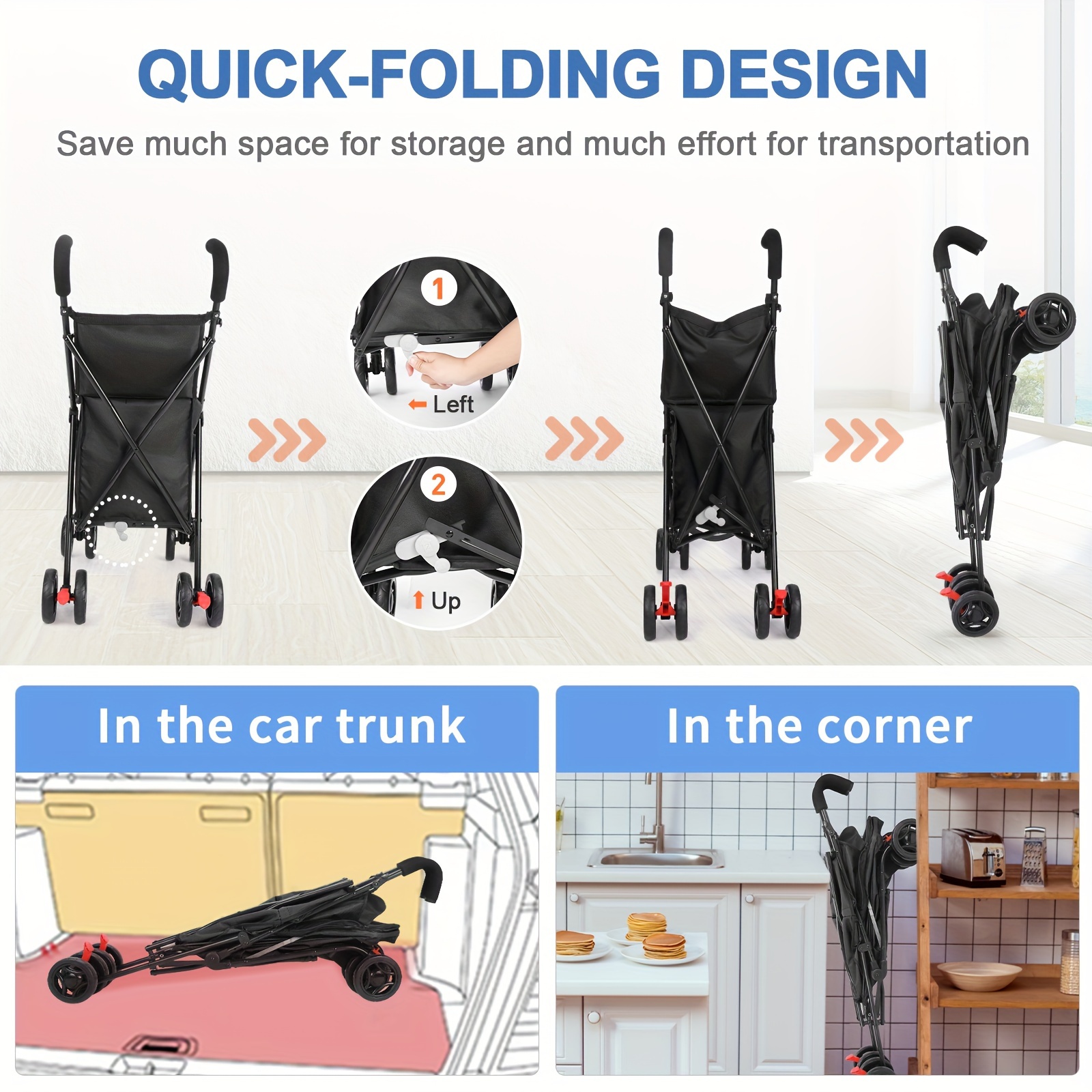 folding shopping cart the original patented 60lbs capacity minimalist black details 4