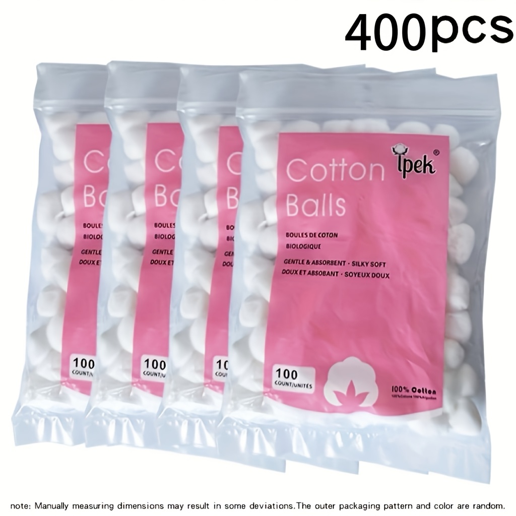 Image of 200pcs/400pcs Random- Absorbent Balls, Gentle And Fluffy Pure Balls, Individually Wrapped, For Makeup Removal, Nail Care, Personal Care, Cleaning And Other Absorbent Uses