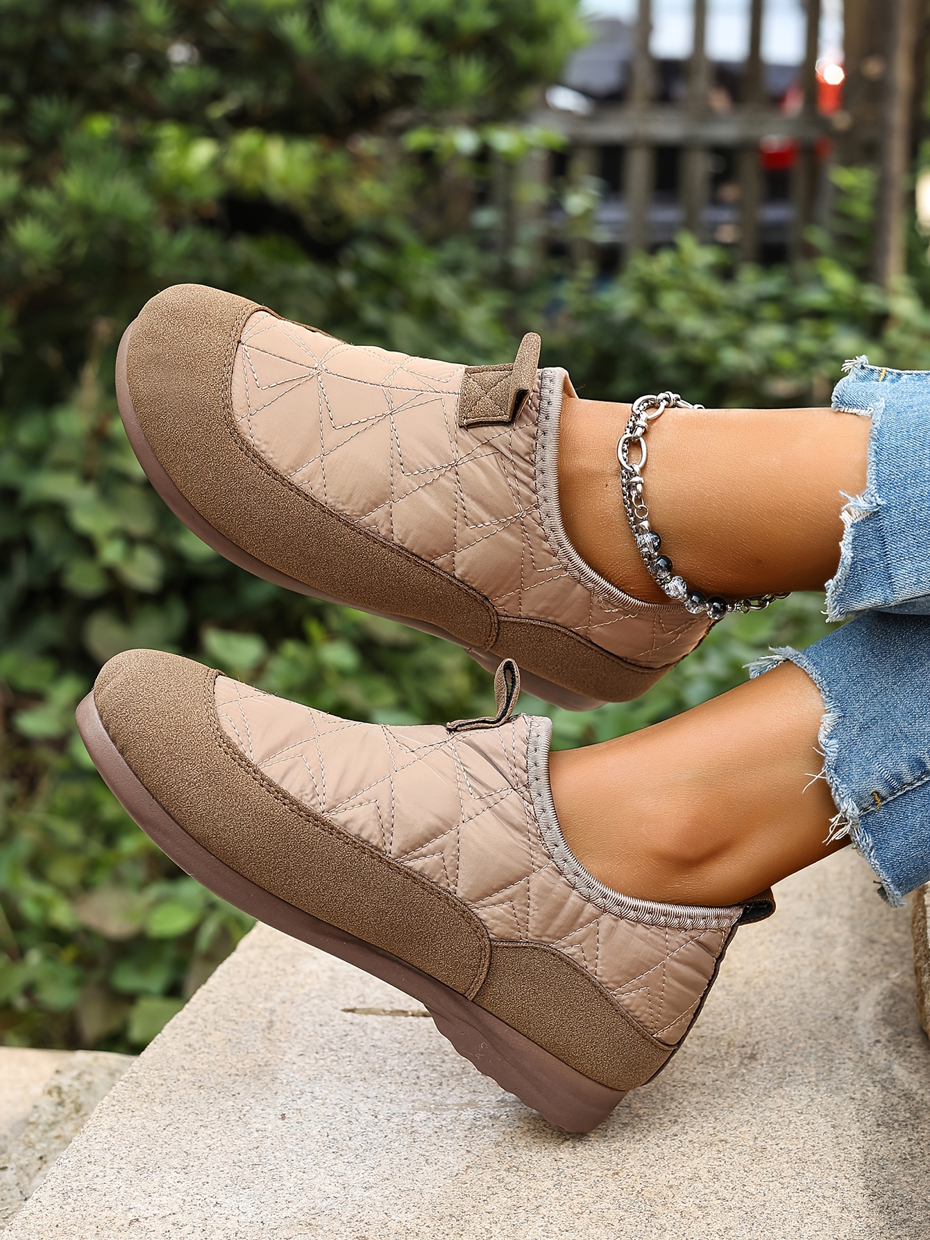 womens cozy slip on winter boots warm fleece lined round toe ankle boots with chunky sole brown casual boots for casual attire winter footwear cozy slipon boots durable pvc sole Product details 0