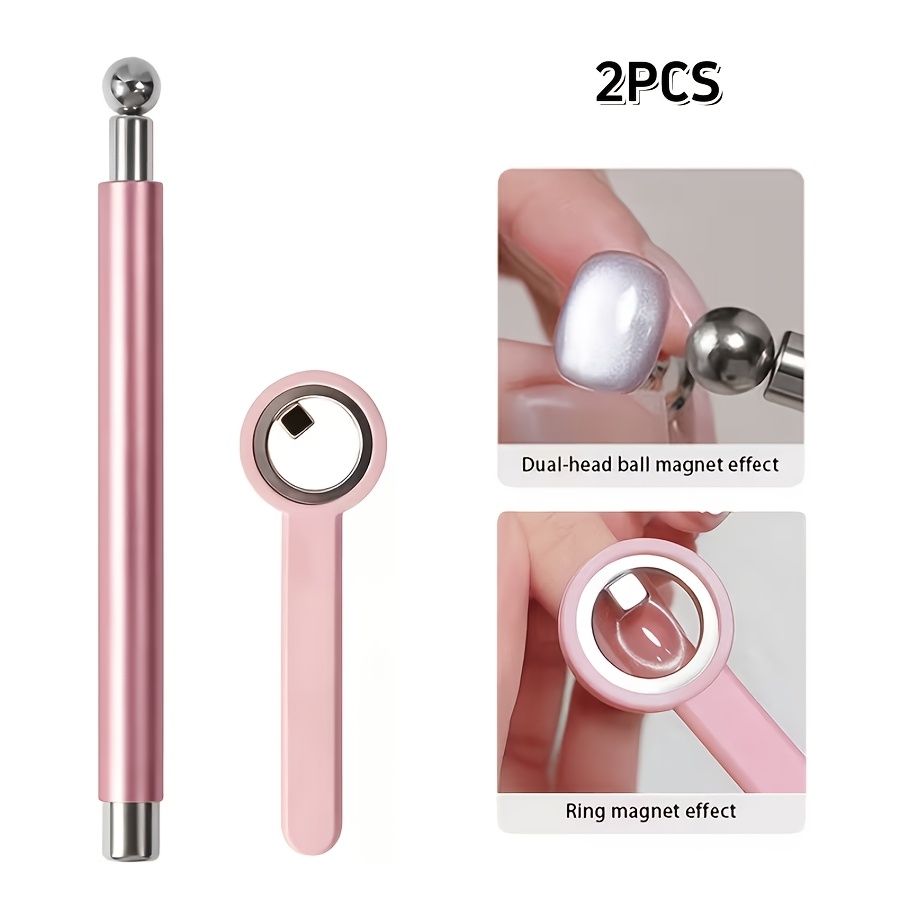 TEMU 2pcs Cat Eye Manicure Styling Kit, Round Ball Rod And Circular Ring Tool For Making & Hollow Circle Patterns