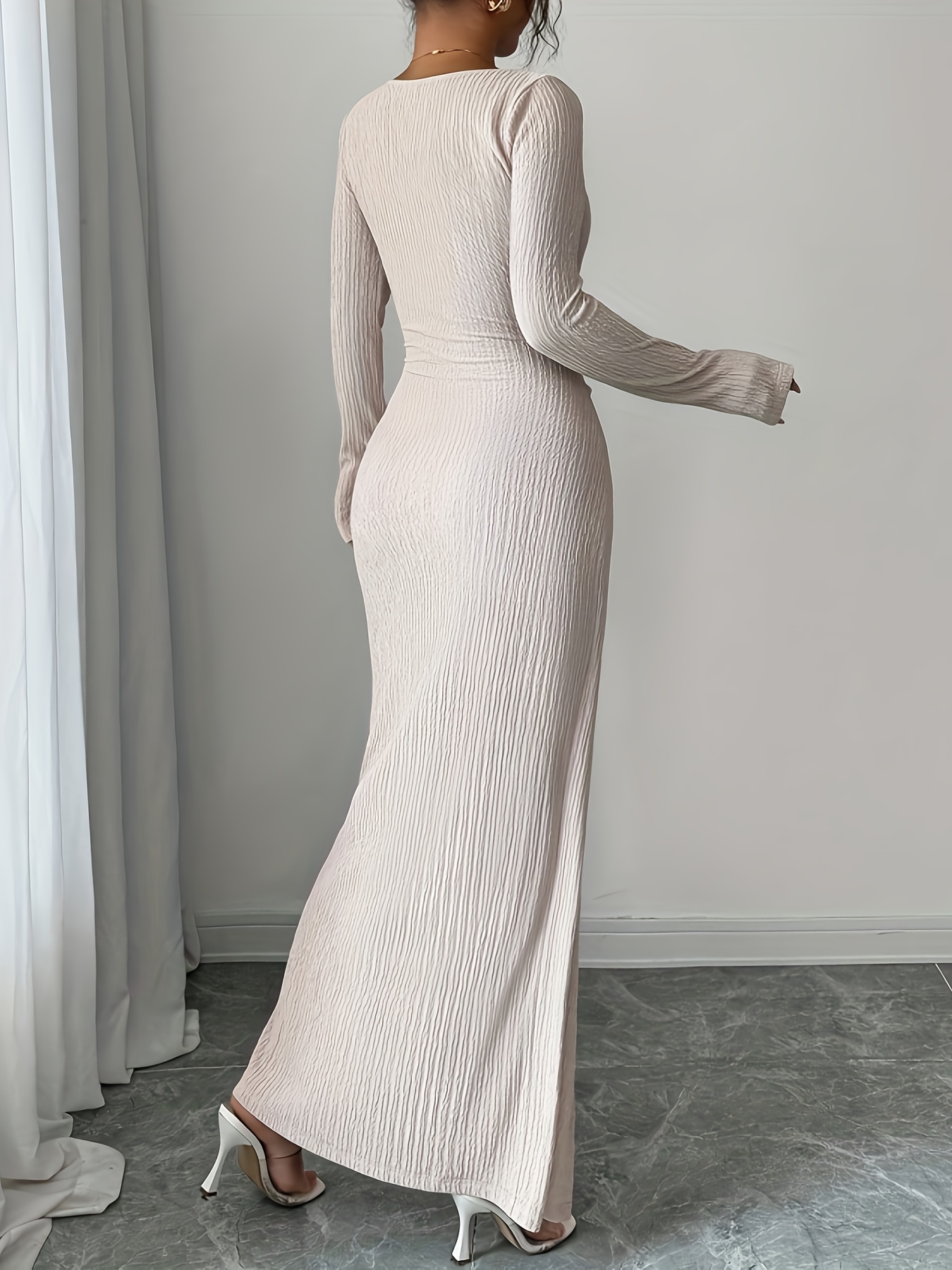 solid twisted design high slit maxi dress womens formal dress elegant high end solid color textured