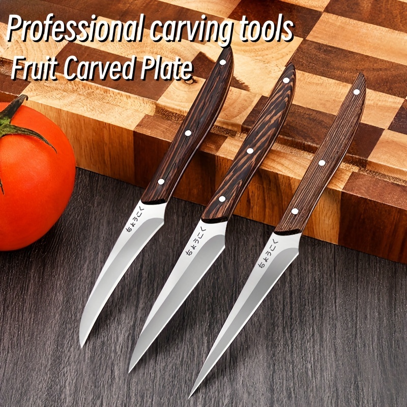 

1pc/3pcs, Carving Knife, Kitchen Chef Carving Knife Set, Carrot Fruit Platter Carving Tool For Restaurants