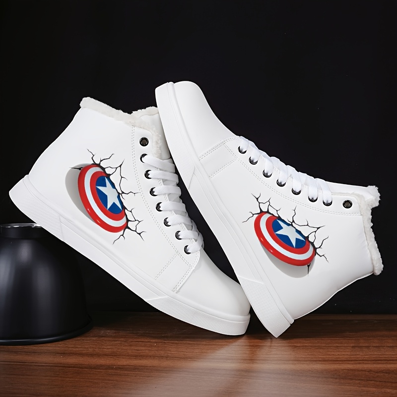 Marvel American Shield Trendy Classic Pattern -Lined Breathable Soft Twist Sole Casual Sneakers, Comfortable All-Season Shoes for Men and Women, Outdoor Shoes for Men and Women, Christmas Gift XWN-0081, Women Shoes
