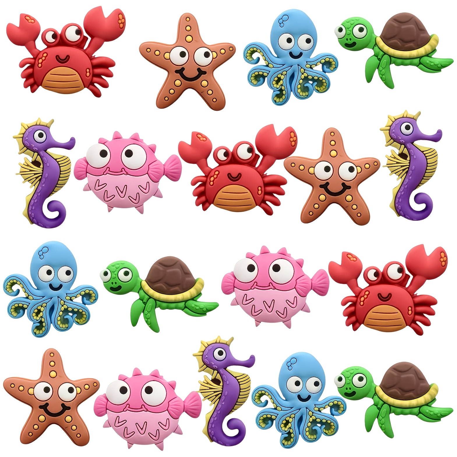 TEMU 18pcs Crab, Turtle & Shoe Charms - Sea Creature Shoe Clips Suitable For Sandals, Diy Shoe Accessories, Birthday Party Favors, Crab & Turtle