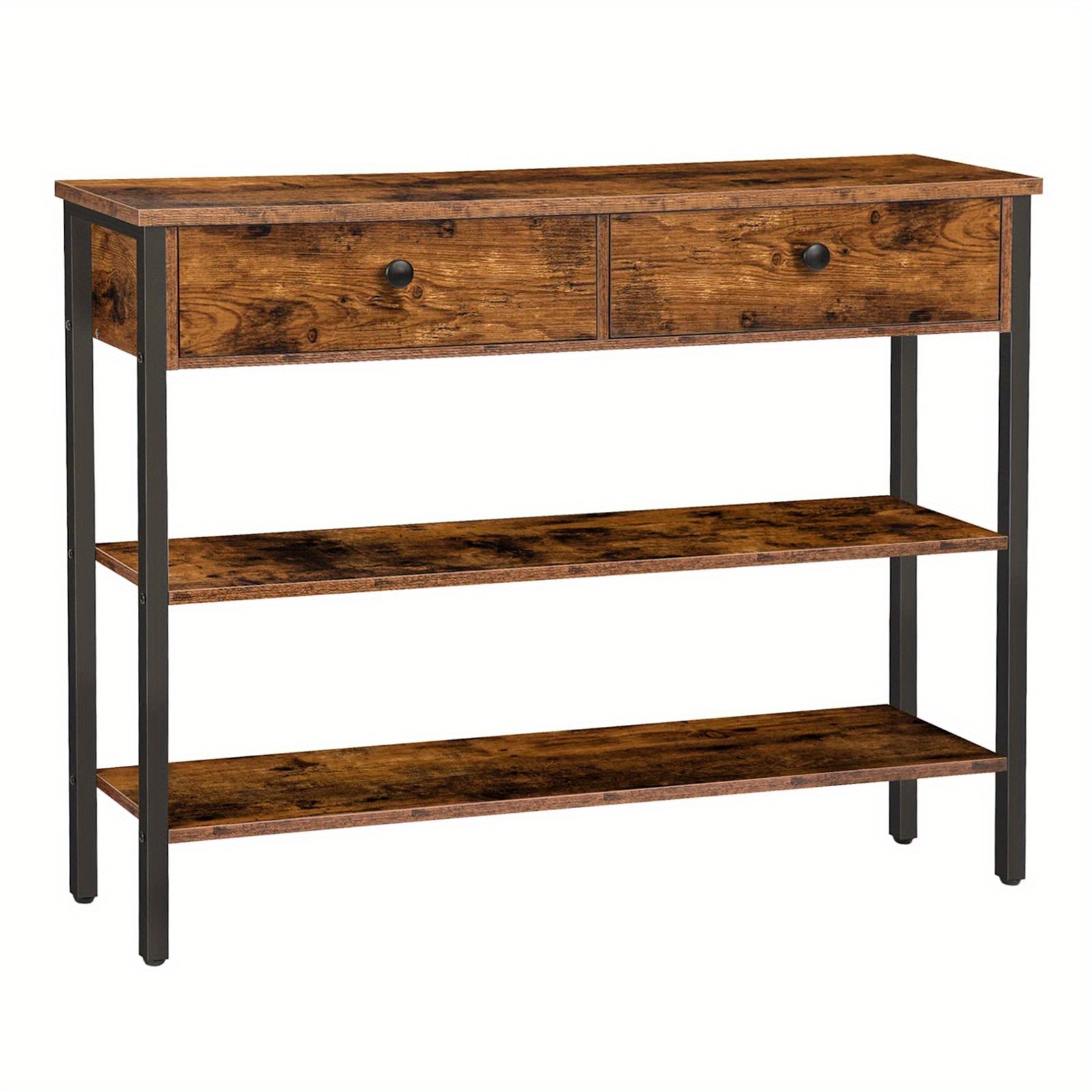 Image of A Console Table Featuring An Industrial , Equipped With 2 Drawers, A Double-tiered Side Table, Perfect For And Entrances, Built With A Frame, Ideal For And Living Rooms, In A End