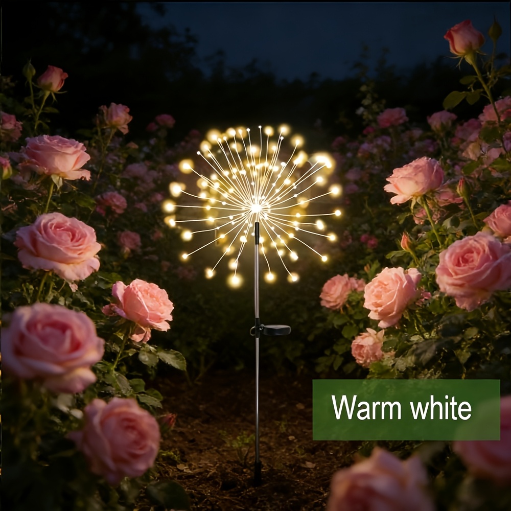 Image of Solar Fireworks Shaped Led Lanterns, Light Outdoor Decoration, Garden Lawn Festive Atmosphere Lighting, Terrace Sidewalk Landscape Lights.
