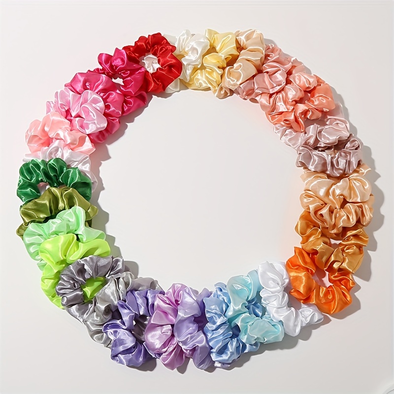 

30pcs Elegant Scrunchies - Soft Polyester, All Hair Types - Ideal Thanksgiving & Christmas Gift