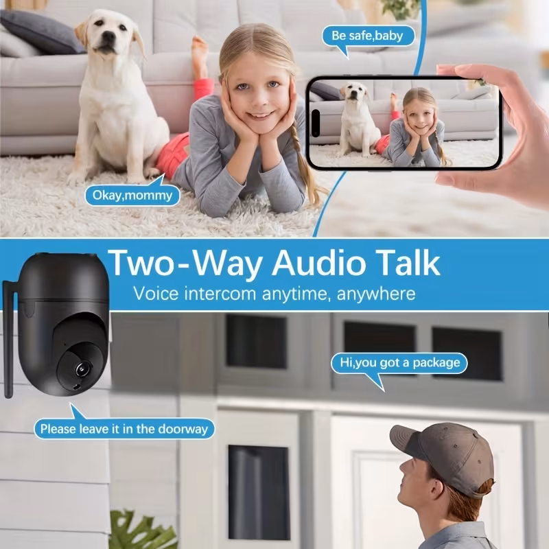 4 piezas cámara de seguridad wifi 1080p, de visión 360°, seguimiento automático de movimiento, audio bidireccional, detección de movimiento y alarma, detección de , visión nocturna en color, grabación , ideal para bebés, niños, ancianos y mascotas 1