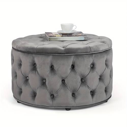 contemporary 28 inch circular featuring button tufted upholstery serve as footstools with for your living room or bedroom