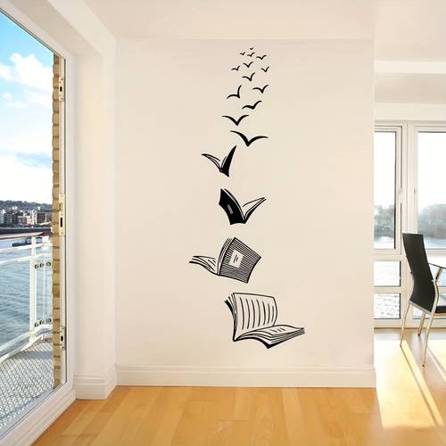 item picture removable compatible for library classroom reading birds wall decal retro anime vinyl sticker suitable for doors panels peel stick removal removable wallpaper