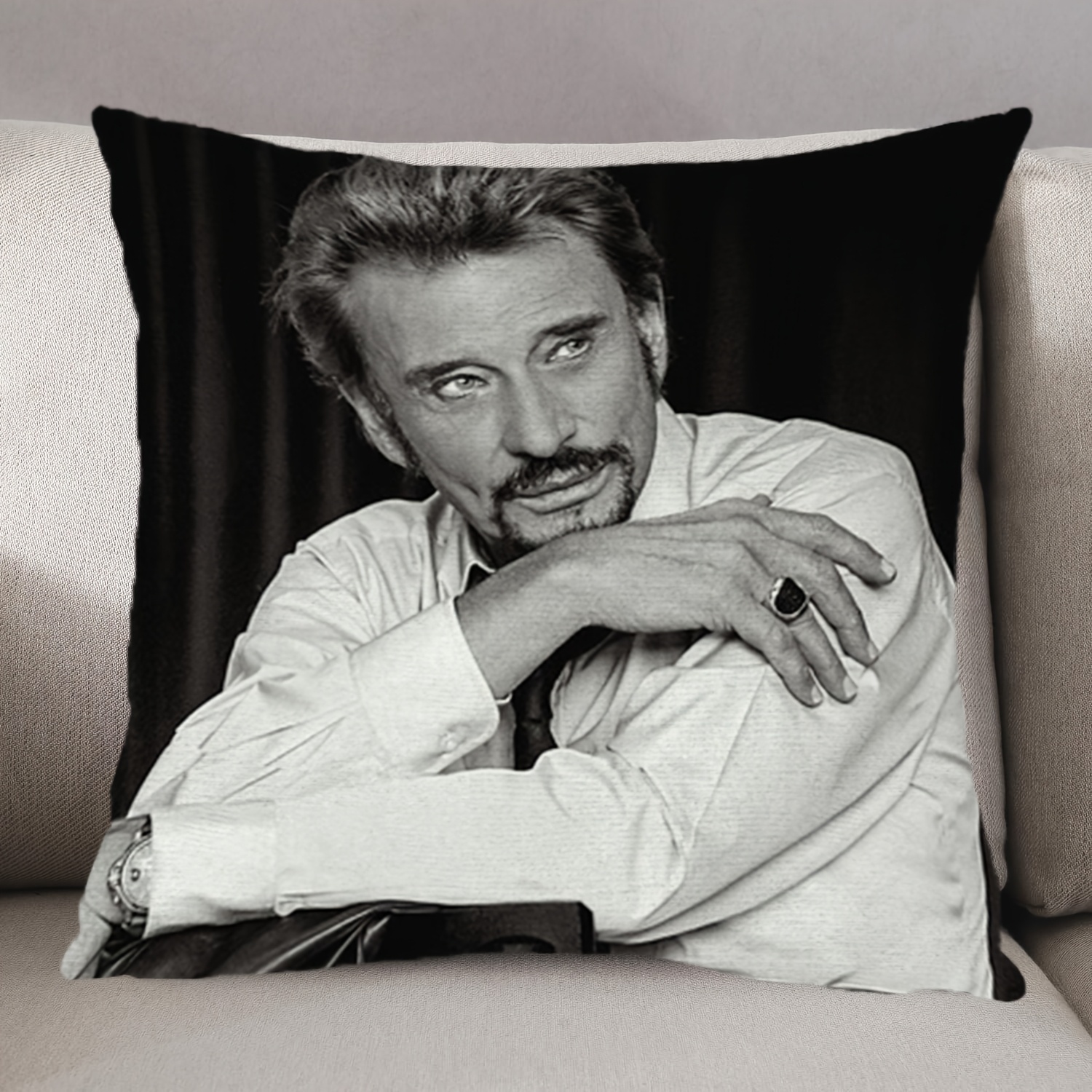TEMU 1 taie d'oreiller avec motif du chanteur français , housse de coussin de canapé douce et pour , taie d'oreiller toutes pour canapé, chambre et