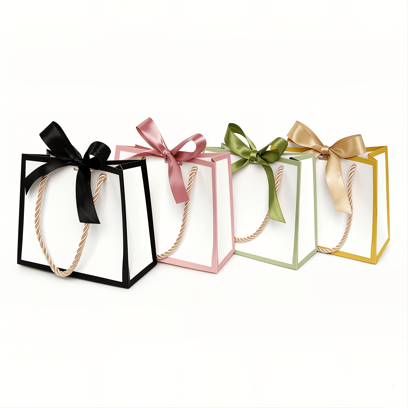 10pcs Striped Gift Box with Handle, Size 6.3*5.5*2.3 Inches