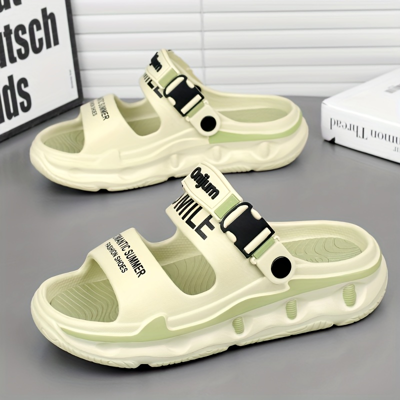 womens sport sandals with thick cushioned eva sole slip resistant high quality design anti odor technology   letter print for beach outdoor home use lightweight breathable slip on slippers Product details 6