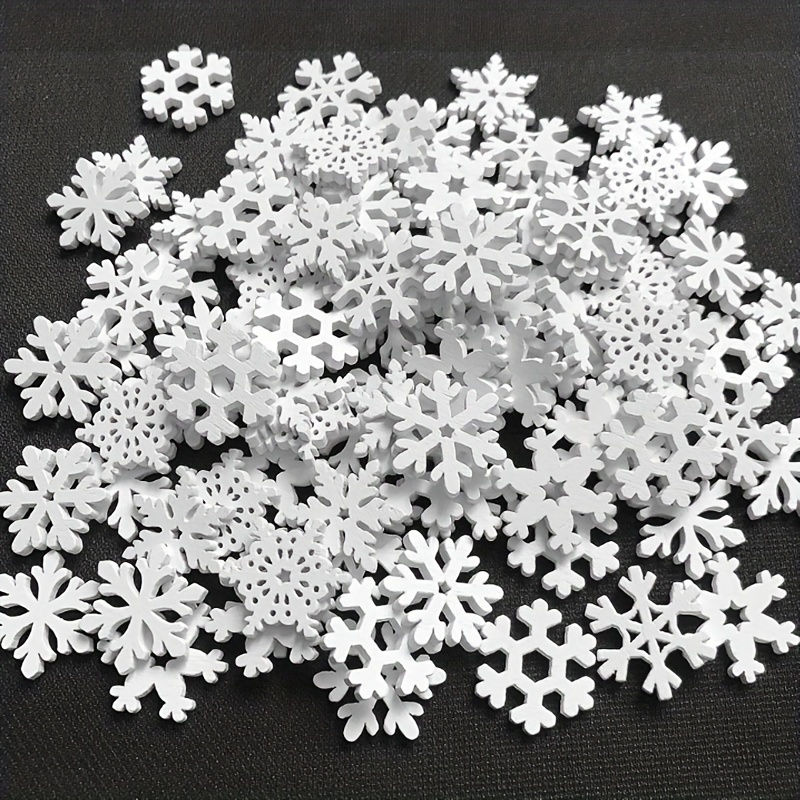 

120pcs Vintage White Wooden Snowflakes - Christmas & Holiday Decor, Home, Office, And Theme Party ,