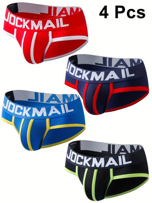 4pcs mens moisture wicking breathable low boxer briefs color with contrast trim stretch fabric for gym casual casual attire sporty look durable construction multipack underwear workout underwear stylish underwear lightweight underwear gym