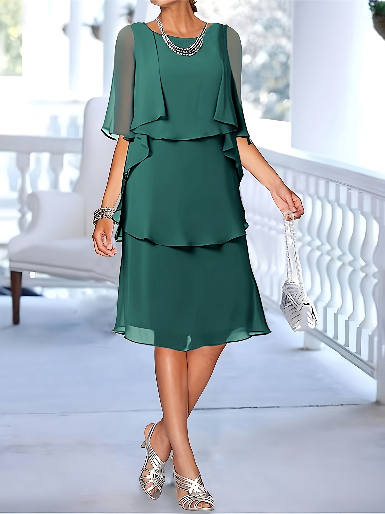 womens wedding guest dress elegant layered - Temu Cyprus