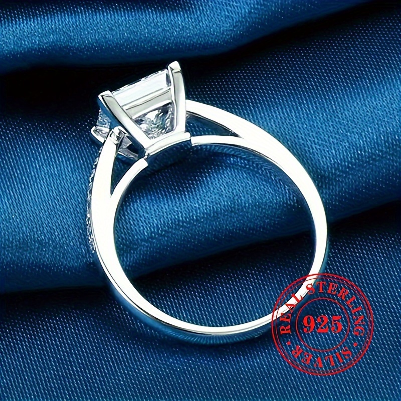 Princess Cut CZ Engagement Wedding Ring S925 Sterling Silver