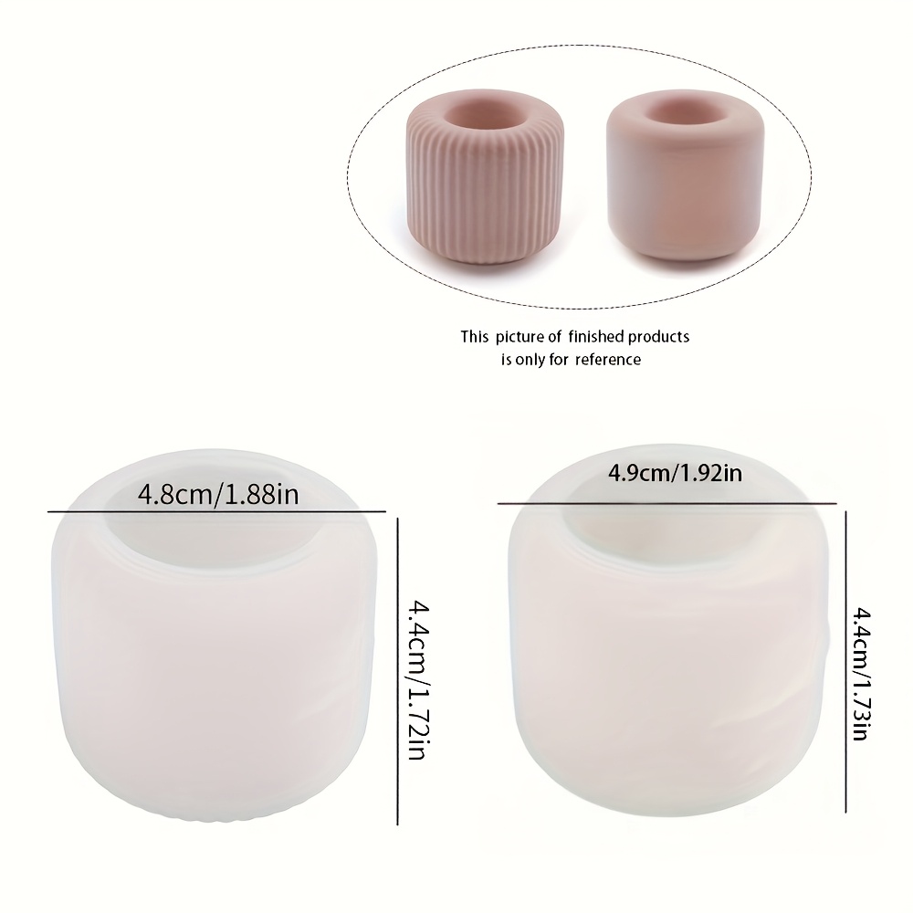 2pcs Mini Silicone Candle Mold Set - Cylindrical And Striped Design For Diy Crafts, Home Decor, And Resin Casting - Smooth & Durable Material, Suitable For Use, Candle Making