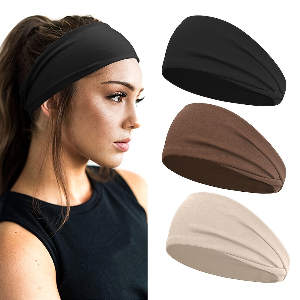 3pcs womens sports headbands wide elastic hair bands for running yoga fitness soft stretchy breathable fabric       accessories   durable headband