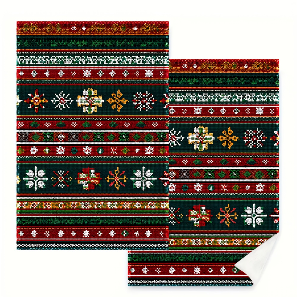 TEMU Of 2 Kitchen Towels With A Single-sided Print, Measuring 16x24 Inches, Featuring A Bulgarian Design. Perfect For Christmas, Dishcloths And Tea