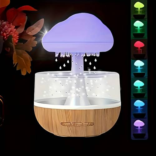 Mushroom Cloud Humidifier, USB Plug-in, Dual-Use Night Light with Seven Color Adjustments, Perfect Desktop Decorative Lamp for Office, Suitable for Room | Study | Living Room | Indoor, Ideal Holiday Gift | Valentine'S Day | Christmas | Halloween, Great Choice for Family and Friends