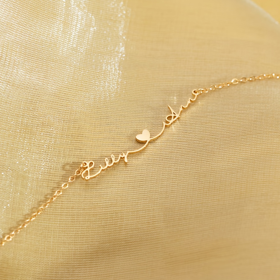 TEMU Collier cœur à double nom personnalisé ; élégant et stylé pour femme avec pendentif cœur à double nom auto-défini ; 1 pièce collier signature