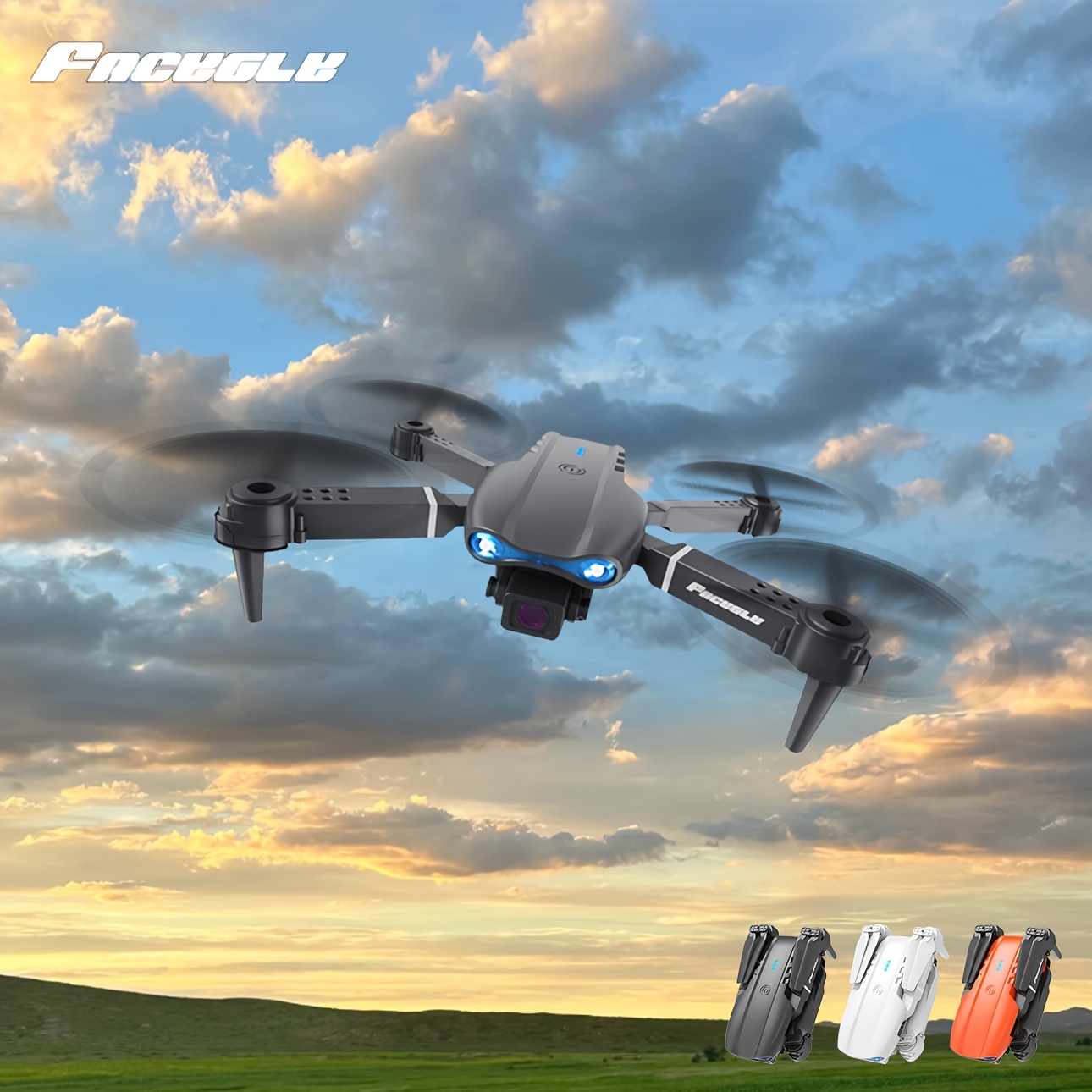 FACEGLE E99 Lekki Dron z Inteligentnym Hoverem, Zdalnie Sterowany, Podwójna Kamera, Quadcopter, Obsługa Wi-Fi, Bateria Litowa 500mAh, Niedrogi, dla Początkujących, Prezent na Boże Narodzenie, Halloween, Dron Dji, Dron z em do Ładowania, Mini Dron