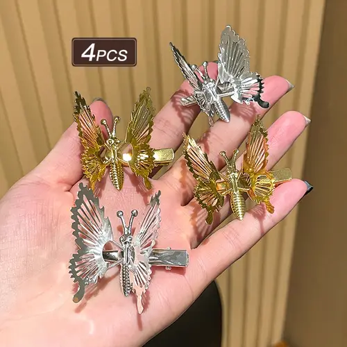4pcs exquisite moving hair clips small size alloy material mixed colors elegant style suitable for miss daily casual wear accessory