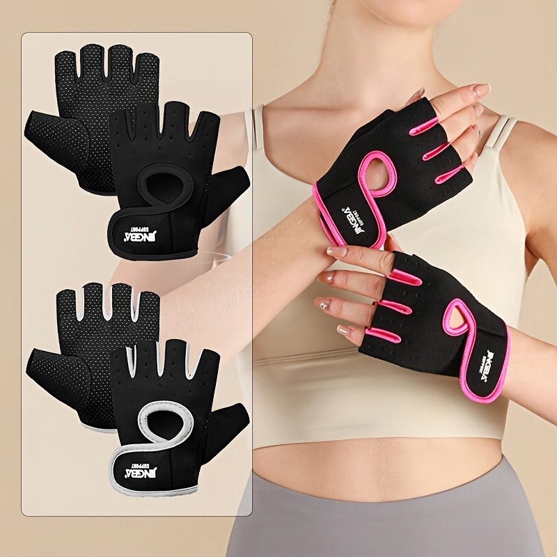 

Breathable Sports Gloves With Silicone Non-slip Palm Matrix, Half Finger Gym Fitness Gloves With Ventilated Back, Durable Polyester Hand Washable Fingerless Cycling Training Gloves