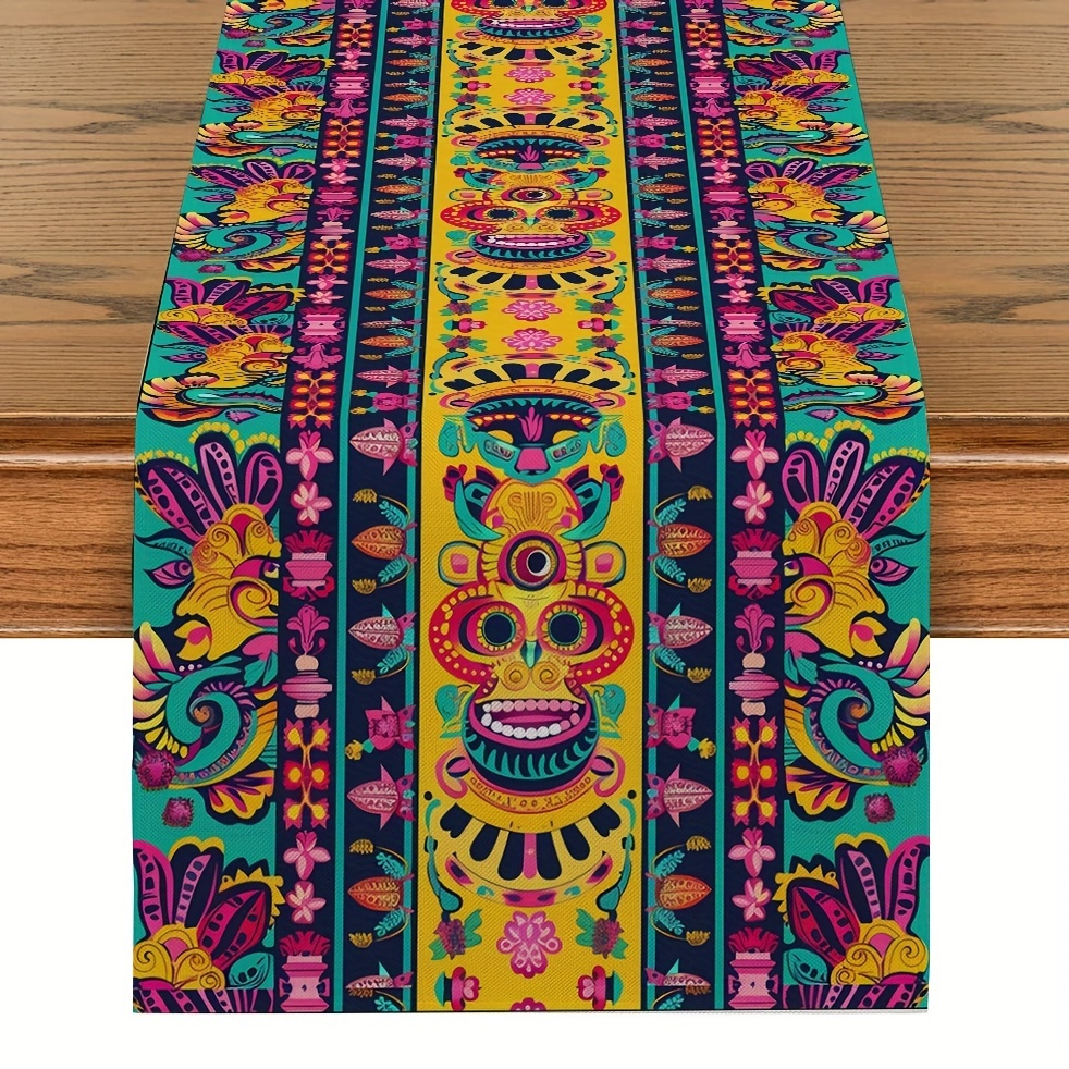 TEMU Mantel Individual, De Mesa, De Mesa Con Geométrico De Estilo , De Mesa Impreso Colorido Para De Mayo, Decoración Y Suministros Para De Los