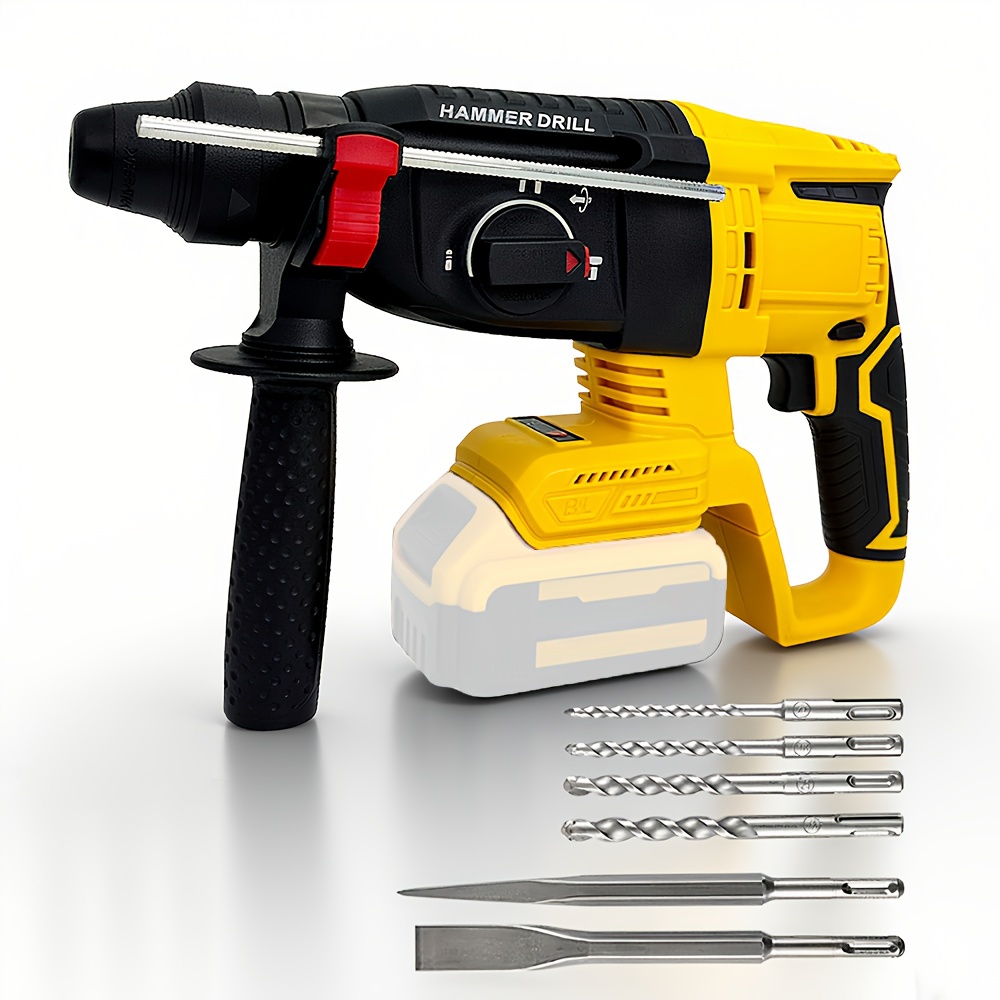 TEMU This Is A -in-1 Sds-plus Rotary Hammer Drill Featuring A Brushless Motor. Compatible With Dewalt 20v Max Batteries (tool Only) And Comes With A 360° Rotating Handle, 4, A Safety Clutch