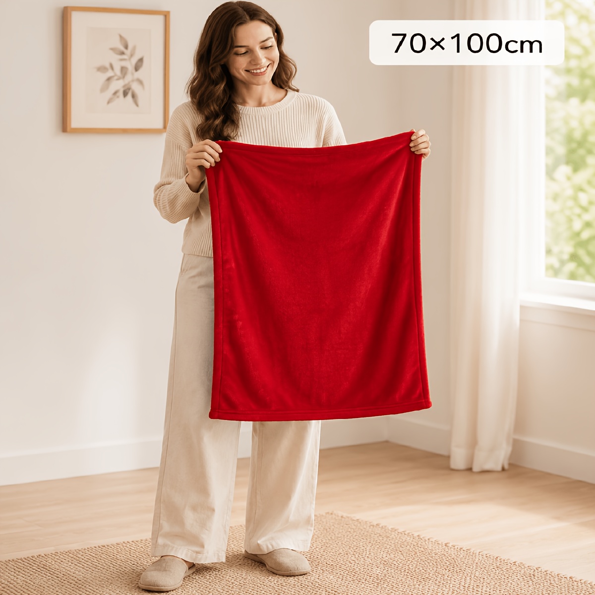 TEMU Solid Dyeing Blanket 1pc/1pc Spring And Summer Decor Decor Living Room Daily Valentine's Day Mother's To School Summer Lightweight Autumn And