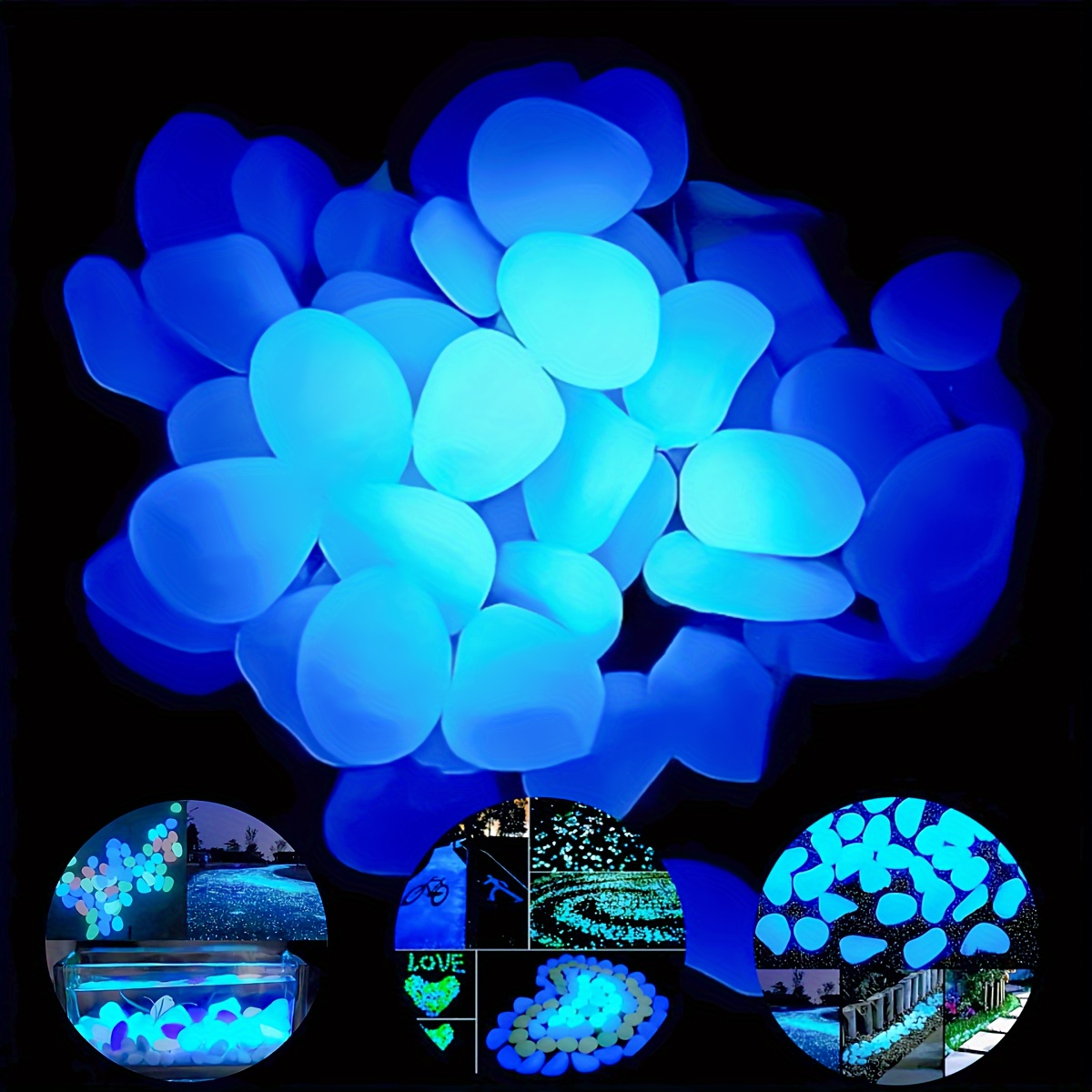 

150 Glow-in-the-dark Garden Stones - Perfect For Landscaping, Potted Plants & Aquariums, 2.82oz