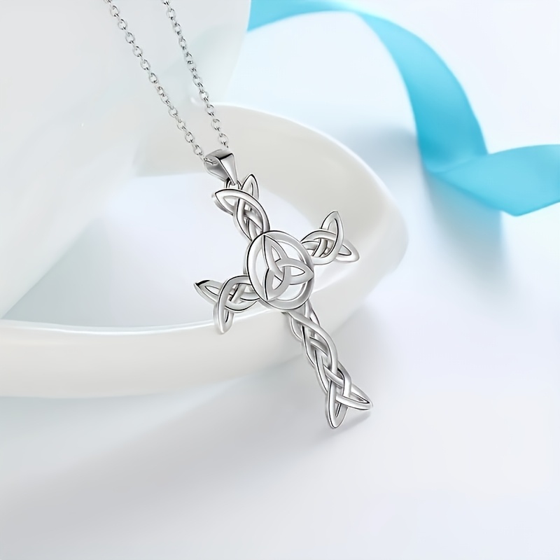 Women's 925 Silver Celtic Triple Knot Cross Jewellery Set