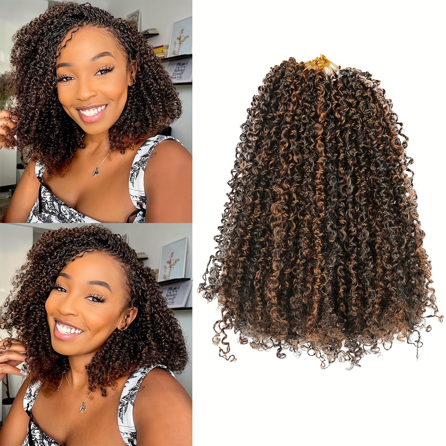 TEMU Twist Crochet Hair 1 Pack (30 au Total) Twist Pré-Enfilées et Pré-Torsadées pour Femmes, Cheveux Crochet Twist Pré-Enfilés avec Pointes Bouclées