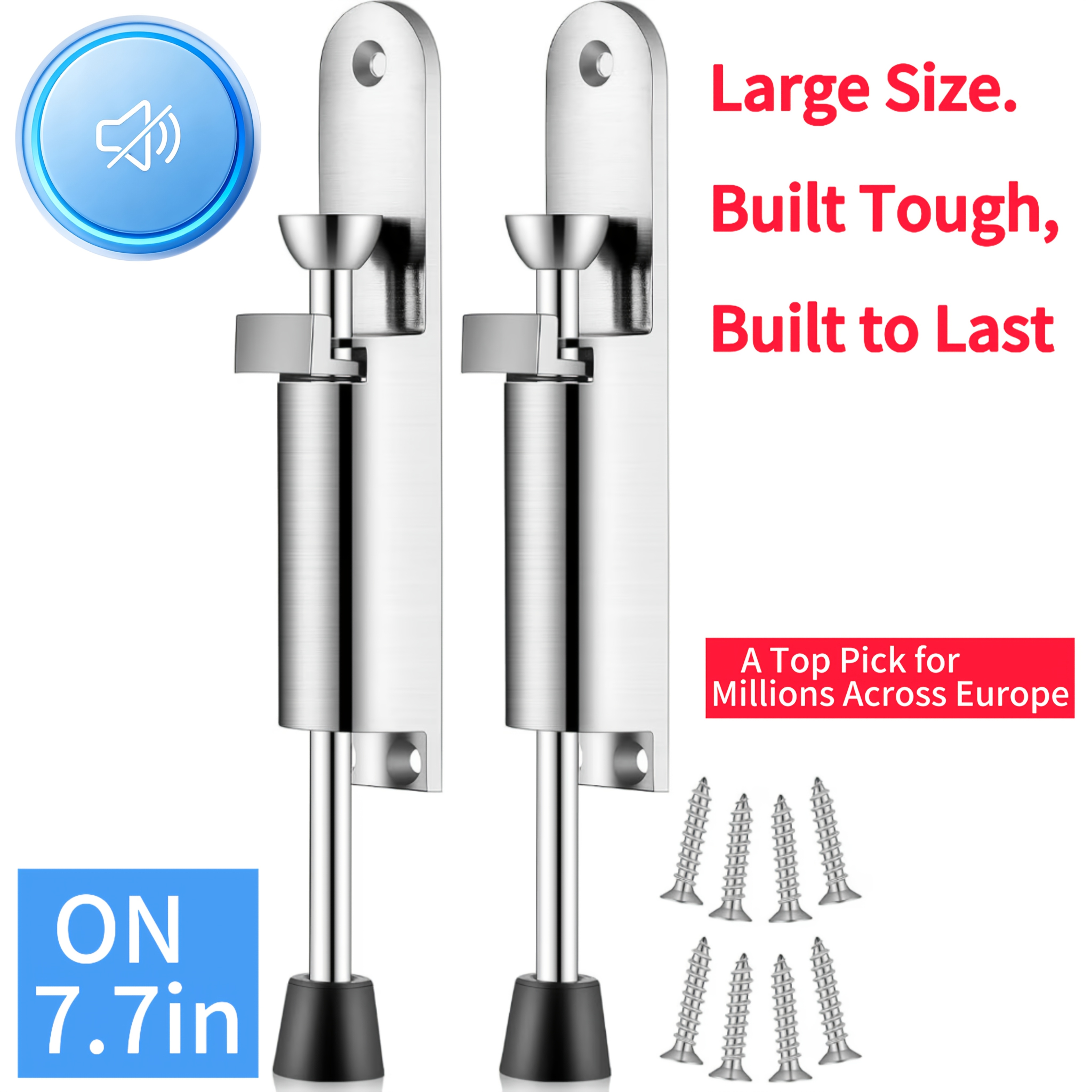 2 pack heavy duty stainless steel kick down door stop adjustable spring door holder brushed   silvery for home office commercial use