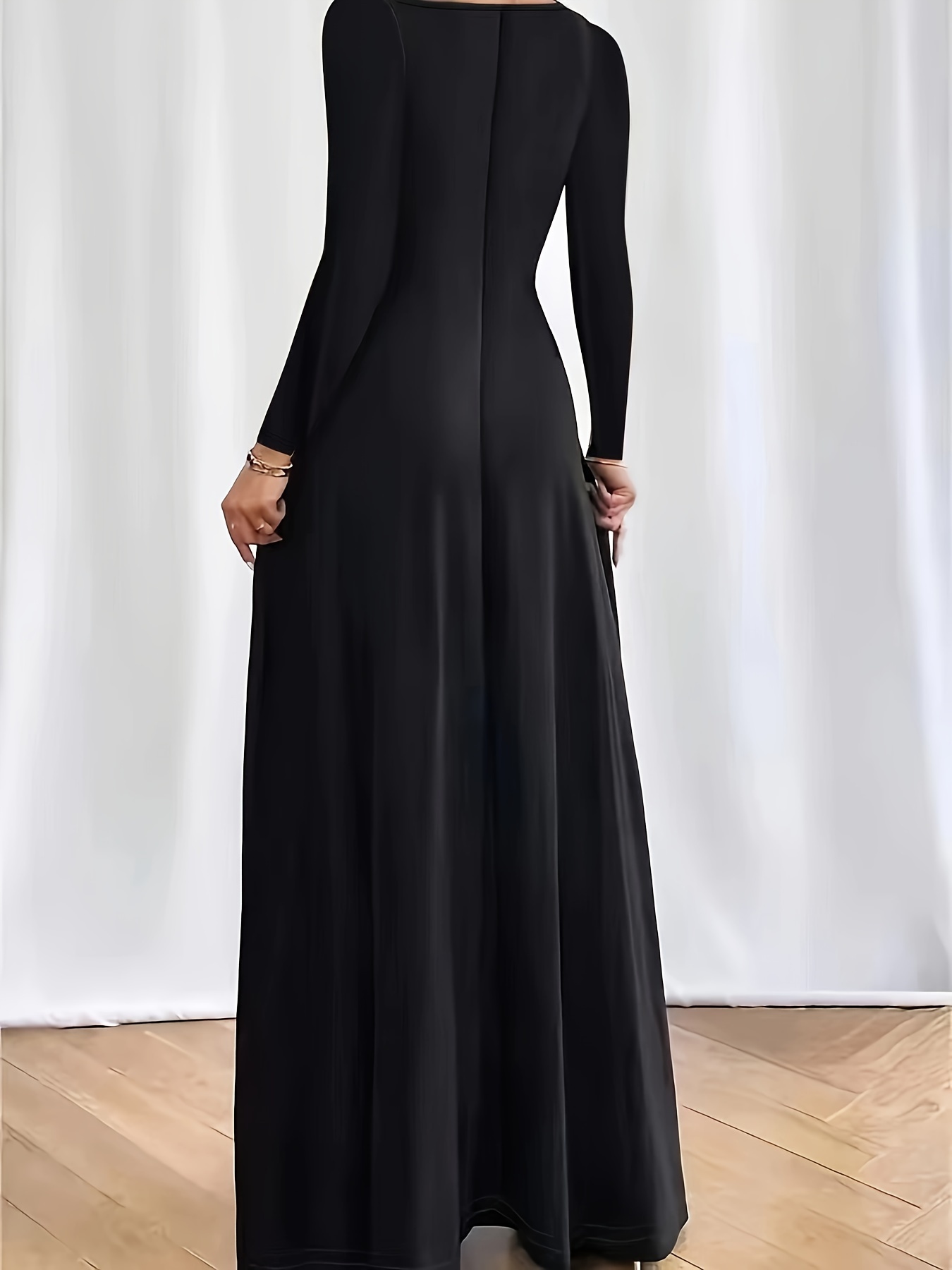 navy blue dress for baby girl LARACE 3/4 Sleeve Dresses for Women Plus Size Casual Long Maxi Fall Winter  Dress with Pockets(2-Black L) at Amazon Women's Clothing store main image 1