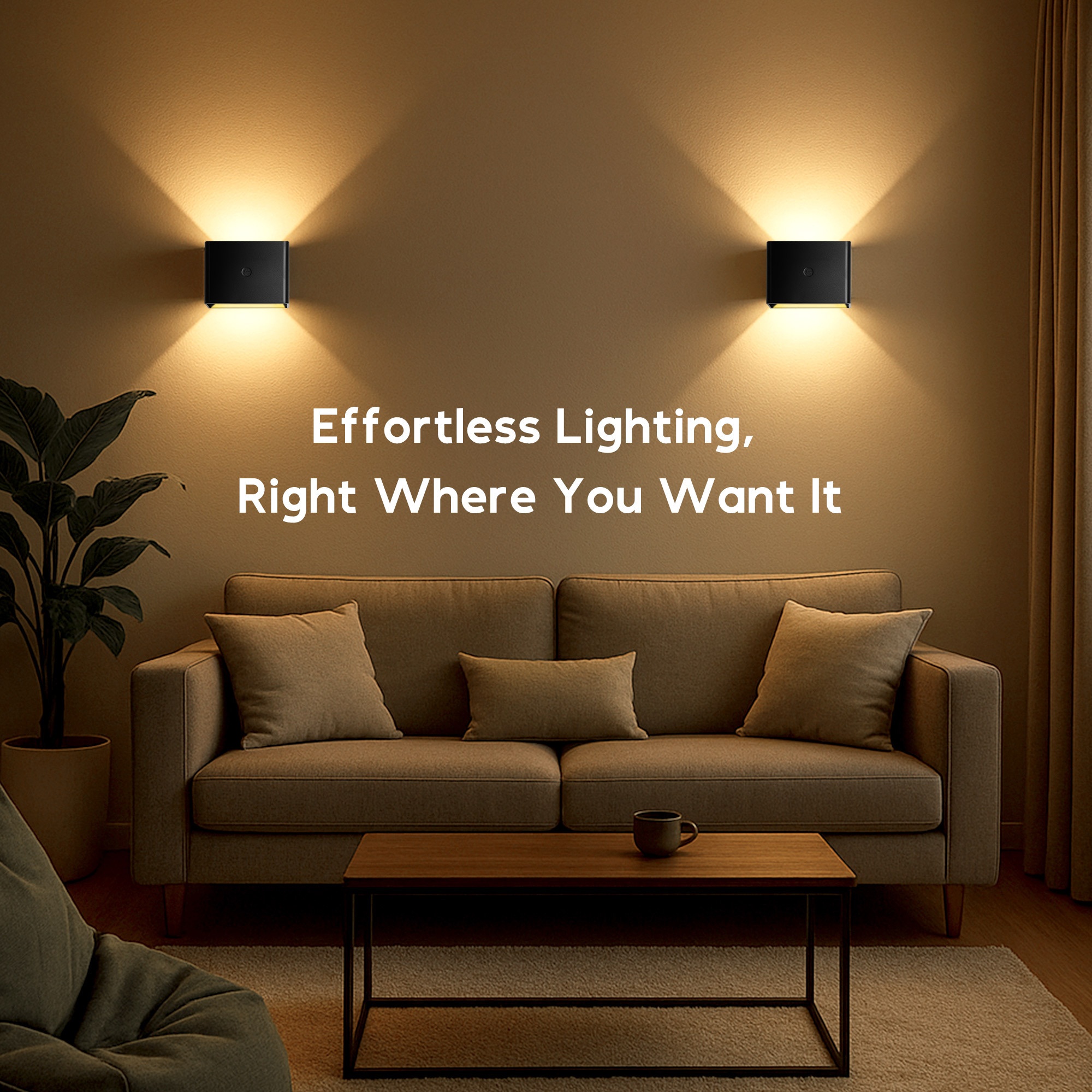 set of 2 battery powered wall lights for the living room featuring a wireless rechargeable motion sensor and remote control suitable for bedrooms bathrooms   and indoor ambient lighting
