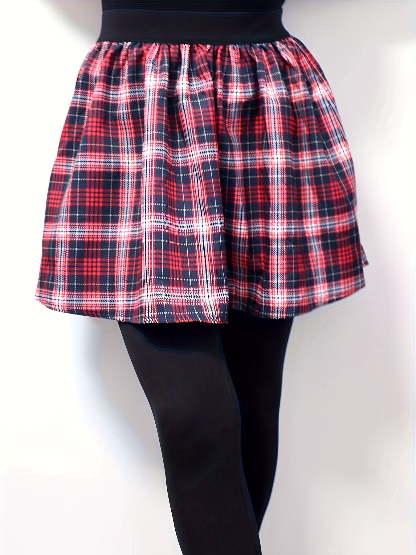 Burgundy short plaid outlet skirt