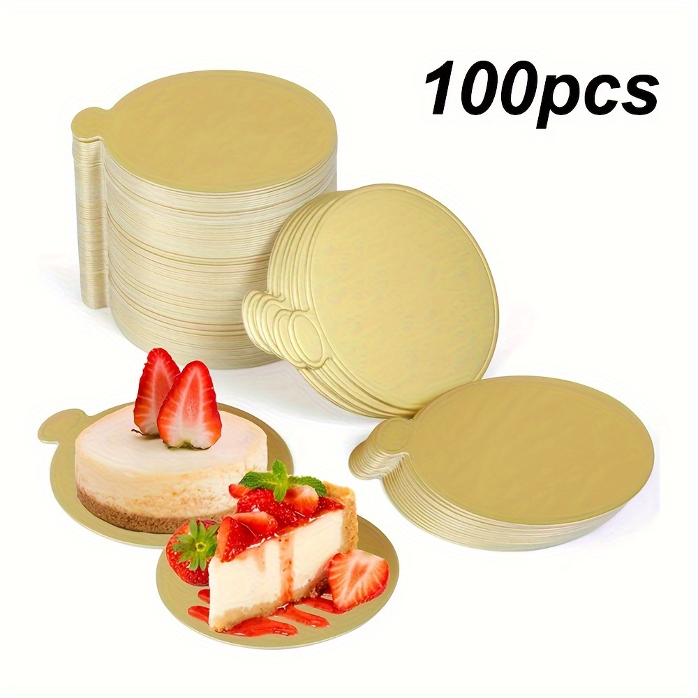

100-piece Gold Round Cake Boards - Disposable Paper Dessert Trays For Mousse, Cupcakes & Pastries - Perfect For Halloween, Christmas, Ramadan, Thanksgiving & Graduation Celebrations