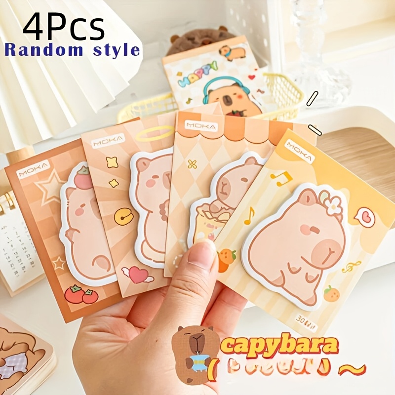 4 Pads/120 Sheets Random Style Capybara Sticky Notes, Cute Capybara, Each Pad - Tear-off Memo Notes For Students And Office Use