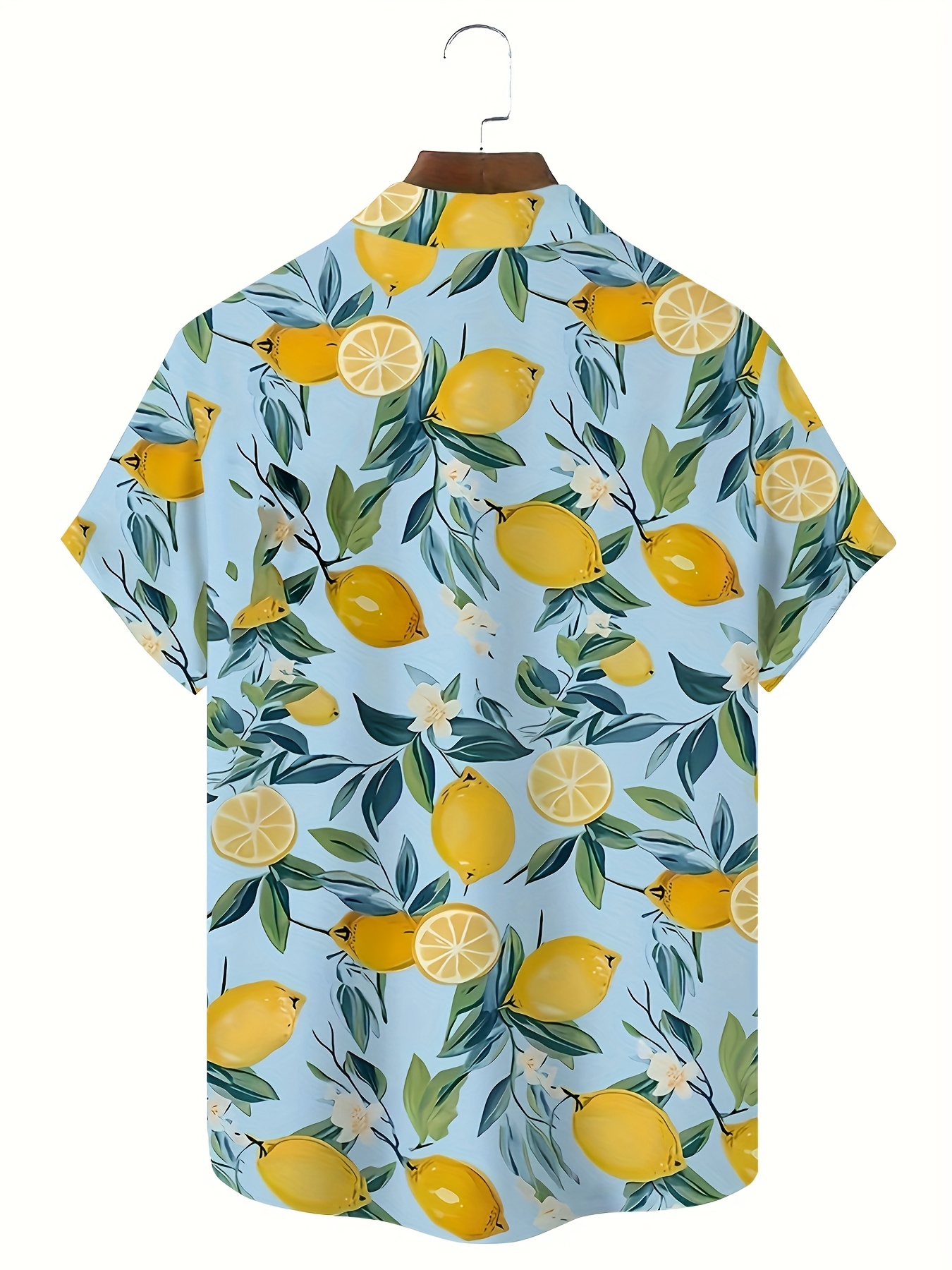 chemise homme manches courtes à imprimé citron fleurs Temu