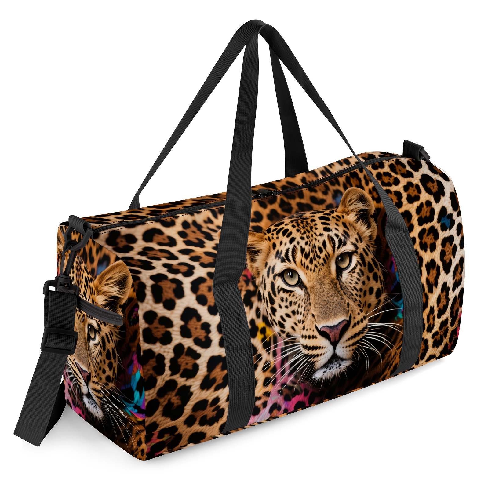 E-shop Große Reisetasche mit Leopardenmuster, Sporttasche, geräumiges Design für Übernachtungen und als Handgepäck - Strapazierfähige, lässige