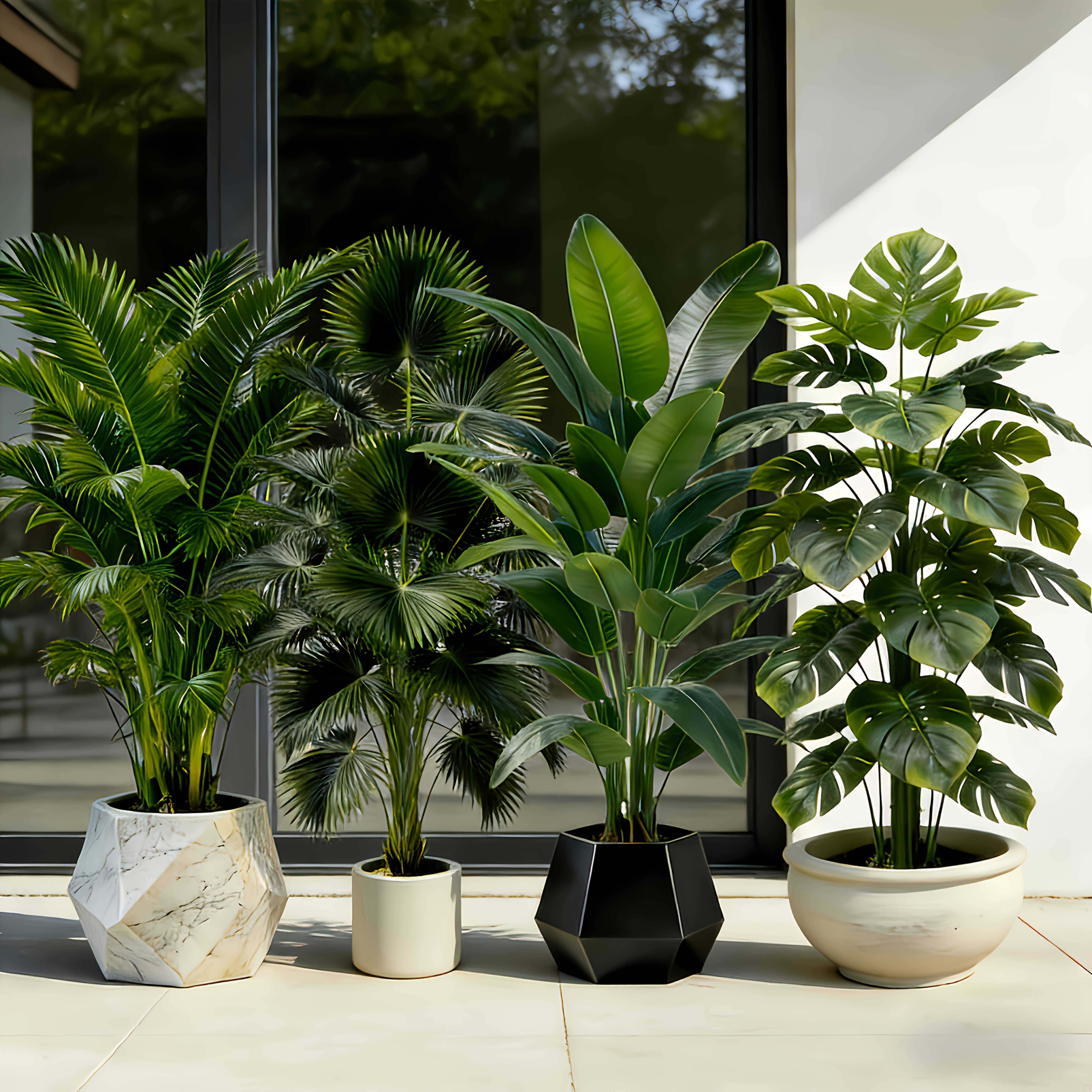 4pcs of 40-Inch Large Artificial Greenery - Outdoor Artificial Plants - Realistic Lush Green Foliage | Suitable for Indoor and Outdoor Multi-Scene Placement, Ideal for Home, Courtyard, Office, Wedding, Balcony, and Garden Decoration