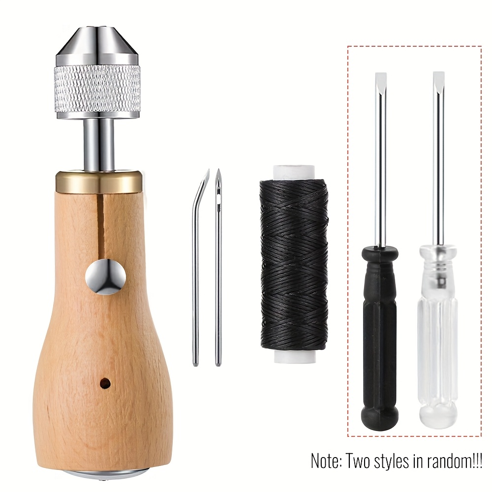 TEMU 1 Set Upgraded Professional Leather Sewing Awl Kit, Diy Craft Repair Stitching Tool With Needles, Portable Handheld Stitching Tool With Diverse